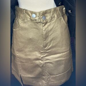 Apperloth Gold Metallic Mini Skirt